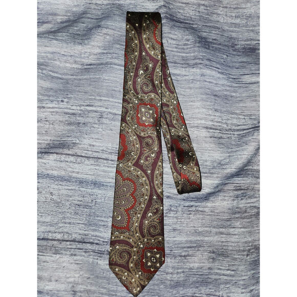 Metropolitan Museum of Art Mens Brown‎ Paisley All Silk Neck Tie - Picture 5 of 8